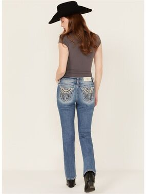 MISS ME DARK WASH Dream Catcher Embroidered Mid Rise SIZE 30 Bootcut JEANS NWT
